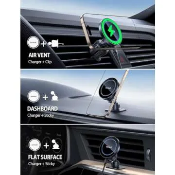 Lamicall 15W for Magsafe Car Mount Charger - 3-in-1 Wireless Charging Holder