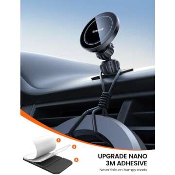 Lamicall 15W Car Mount Charger - Fast Wireless Charging