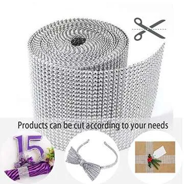 Bling Rhinestone Diamond Mesh Ribbon for Wedding Decor