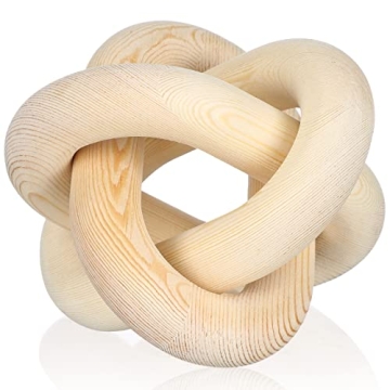 Wood Chain Link Decor 3 Link Wood Knot Decor Hand Carved Coffee Table Decor Modern Farmhouse Shelf D...