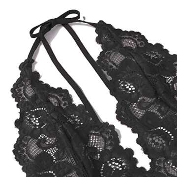 Gladiolus Women Deep V Bodysuit Black for Lingerie Lovers