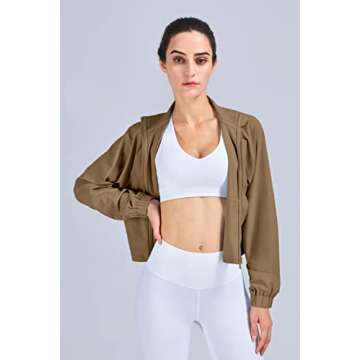 altiland Women's Zip Up Cropped Athletic Jacket With UPF 50+