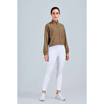 altiland Women's Zip Up Cropped Athletic Jacket With UPF 50+