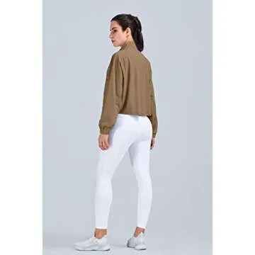 altiland Women's Zip Up Cropped Athletic Jacket With UPF 50+