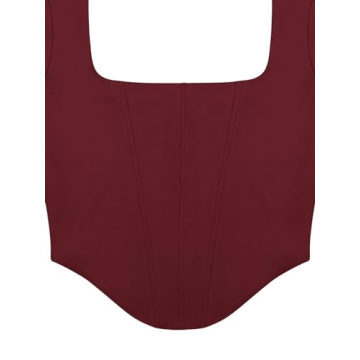 Stylish REORIA Women's Square Neck Long Sleeve Crop Top