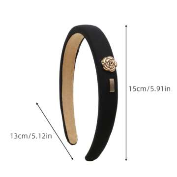 TEBIEKOY 2 Pcs Padded Hairbands for Women, Flower Decor Headbands, Soft Fabric Headbands, Non Slip E...