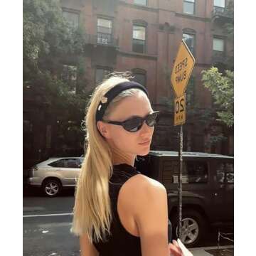 TEBIEKOY 2 Pcs Padded Hairbands for Women, Flower Decor Headbands, Soft Fabric Headbands, Non Slip Elastic Headbands for Women's Hair, Hair Accessories for All Occasions