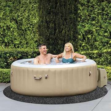 79" Hot Tub Mat for Inflatable Tub, Thickend Water Absorbent Hot Tub Mat, Round Anti-Slip Hot Tub Pad for Outdoor Indoor, Large Washable Pool Procter, Portable Inflatable Hot Tub Accessories