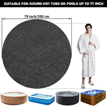 79" Hot Tub Mat for Inflatable Tub, Thickend Water Absorbent Hot Tub Mat, Round Anti-Slip Hot Tub Pad for Outdoor Indoor, Large Washable Pool Procter, Portable Inflatable Hot Tub Accessories