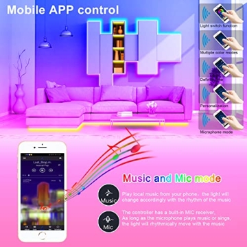 Smart LED Strip Lights 100ft with Bluetooth Controls