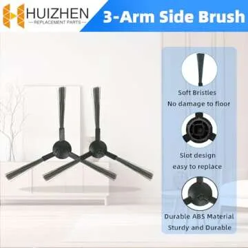 HUIZHEN Replacement Parts for MAMNV BR150/BR151, for ZCWA BR150/BR151, for ONSON BR150/BR151, for MANVINS G20, for Kilgone G20 Robot Vacuum Mop Combo Accessories,4 Side Brush 2 HEPA Filters 2 Mop Pads