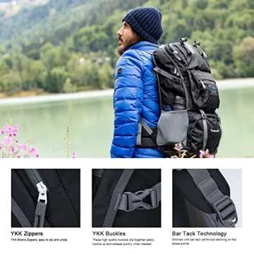MOUNTAINTOP 40L Hiking Backpack Lightweight Travel Backpack for Men&Women Outdoor Camping Backpacking with Rain Cover