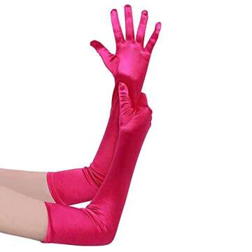 Women 1920s Long Opera Satin Gloves Finger Elbow Length Evening Party Prom Costume Wedding Accessori...