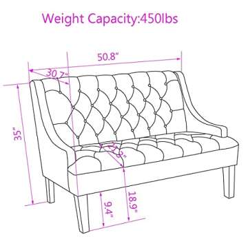 Andeworld Modern Tufted Button Back Upholstered Loveseat for Dining Room Hallway or Entryway Seating...