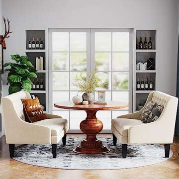 Andeworld Modern Tufted Button Back Upholstered Loveseat for Dining Room Hallway or Entryway Seating,Ivory