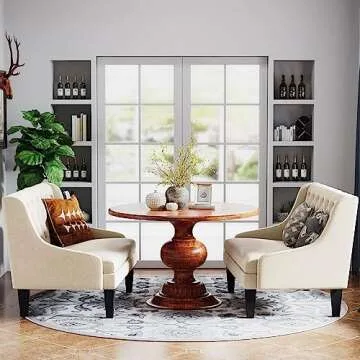 Andeworld Modern Tufted Button Back Upholstered Loveseat for Dining Room Hallway or Entryway Seating,Ivory