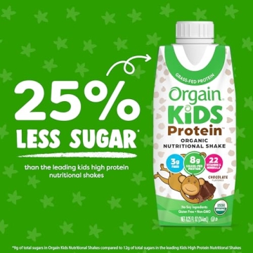 Orgain Kids Chocolate Protein Shake - Healthy Snack 8g Protein