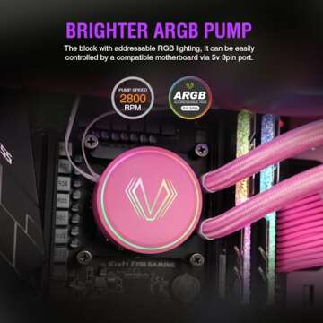 Vetroo V360 Liquid CPU Cooler, 3X 120mm Addressable RGB Pump & PWM Fans, 360mm Radiator 290W TDP AIO Water Cooling w/Controller Hub for Intel LGA 1851/1700/1200 AMD AM5/AM4, for Gaming Console - Pink