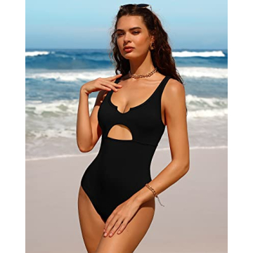 Stylish Charmo Women's One Piece Ribbed Cutout Swimsuit