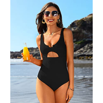 Stylish Charmo Women's One Piece Ribbed Cutout Swimsuit