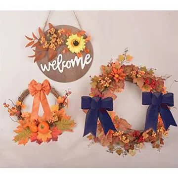 2 Rolls Burlap Ribbon Set, 21.87 Yards 2 inch Wide Burlap Weave Ribbon for Craft Wreaths Wrapping Bows Christmas Tree (Orange+Natural+Jute Twine)