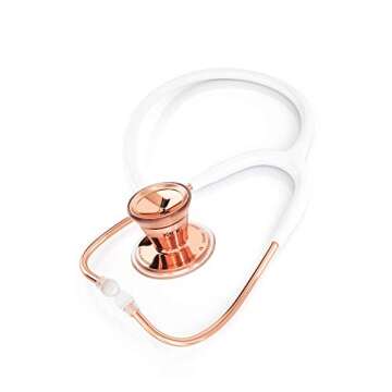 MDF Instruments, Rose Gold ProCardial Cardiology Stethoscope, Stainless Steel, Adult, Dual Head, Whi...