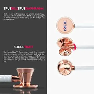 MDF Rose Gold Dual Head Stethoscope, Medical Grade, Adult