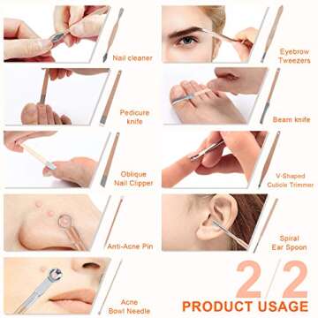 Manicure Set Nail Clippers Pedicure Kit, Professional Rose Gold Stainless Steel Personal Grooming Kit, 18 in 1 Nail Care Tools with Luxurious Leather Travel Case for men and women