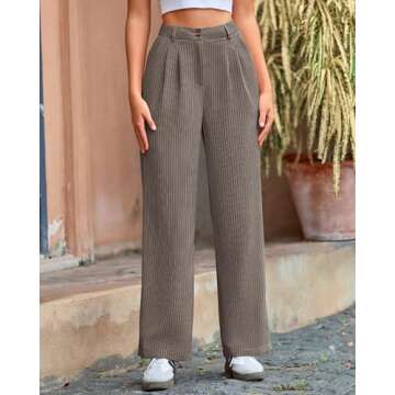 BTFBM Women Striped Dress Pants 2025 Spring Business Casual Outfits Wide Leg Long Palazzo Pants Work Office Trousers(Grey, 18)