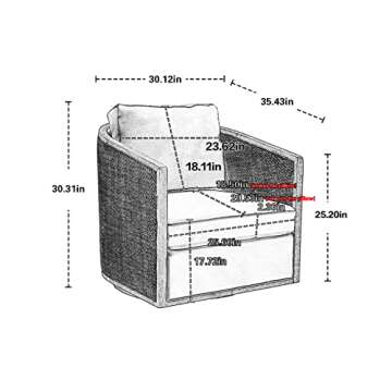 Stylish Swivel Barrel Chair, Modern Round Accent Armchair with Soft Padded Seat for Living Room & Be...
