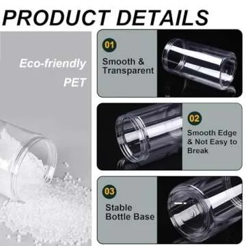 Dayify 20 pack 8oz Plastic Jars with Lids, Refillable Round Empty Containers for Cosmetics, Leakproof Clear Storage Containers with Pen Labels for Dry Food, Cookie, Cream, Butter, Slime