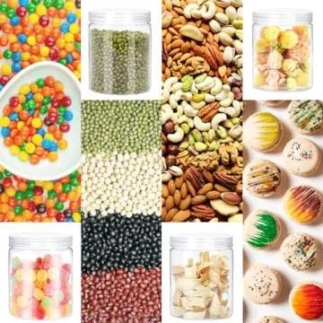 Dayify 20 pack 8oz Plastic Jars with Lids, Refillable Round Empty Containers for Cosmetics, Leakproof Clear Storage Containers with Pen Labels for Dry Food, Cookie, Cream, Butter, Slime