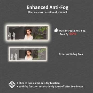 VanPokins Bathroom Mirror with Lights, 96x36 Inch Gradient Front and Backlit Big Lighted Bathroom Mirror, 3 Colors Dimmable CRI>90 Double Lights, IP54 Enhanced Anti-Fog, Wall Mount LED Mirror