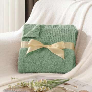 JOOJA Throw Blanket Twin Size for Bed Super Soft Blankets for Couch Comfy Cozy Blanket Knit Fuzzy Plush Fleece Blanket Gift for Women Lightweight Blanket for Living Room Sofa 60 x 80 Inches Sage
