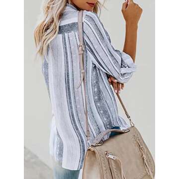 Astylish Summer Striped Button Down Shirt for Women