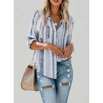 Astylish Summer Striped Button Down Shirt for Women