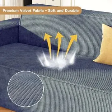 Swbvs Sofa-in-a-Box, Memory Foam 3-Seater Couch, No Installation & Easy to Transport, Deep Seat Modern Sofa with Corduroy Fabric, Couch for Living Room, Bedroom, Apartment, Home Office,Grey