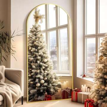 Prywot Full Length Mirror 76" x 34" Arched Floor Mirror Wall Mirror Hanging Mounted Mirror Full Body...