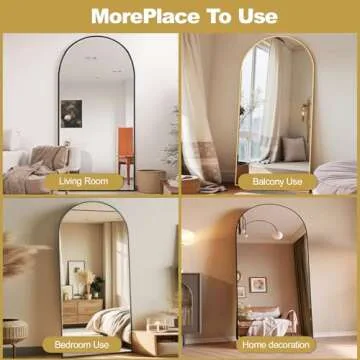 Prywot Full Length Mirror 76" x 34" Arched Floor Mirror Wall Mirror Hanging Mounted Mirror Full Body Mirror with Stand Simple Home Decor for Bedroom, Dressing Room, Gold