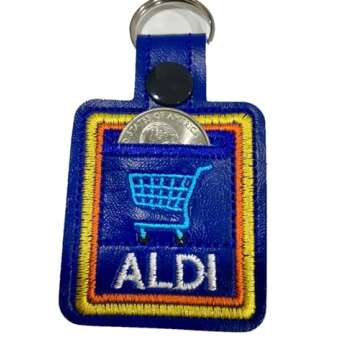 Aldi quarter holder keychain coin keeper individually Handmade in the U.S.A Embroidered Holds Quarter for Aldi grocery Shopping Cart. Great Unisex gift!