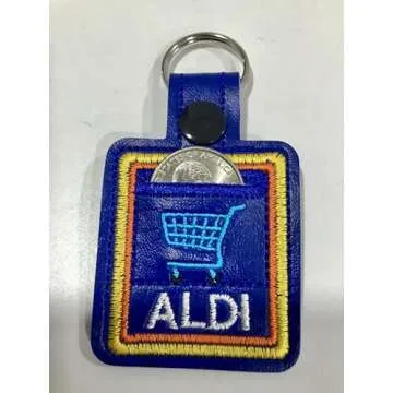 Aldi quarter holder keychain coin keeper individually Handmade in the U.S.A Embroidered Holds Quarter for Aldi grocery Shopping Cart. Great Unisex gift!