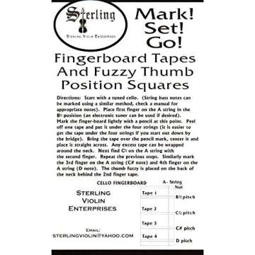 Mark! Set! Go! for Cello & Bass Instrument Fingerboard Tape: Silver Tape with Black Felt