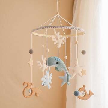 Crib Mobile for Baby Boys Girls Ocean Whale Nursery Mobile Gender Neutral Baby Mobile Handmade Ceili...