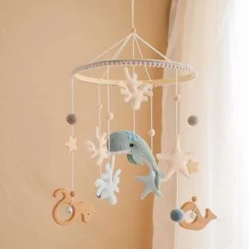 Crib Mobile for Baby Boys Girls Ocean Whale Nursery Mobile Gender Neutral Baby Mobile Handmade Ceili...