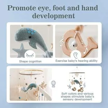 Crib Mobile for Baby Boys Girls Ocean Whale Nursery Mobile Gender Neutral Baby Mobile Handmade Ceiling Mobile Best Gifts for Christmas Birthday Baby Shower