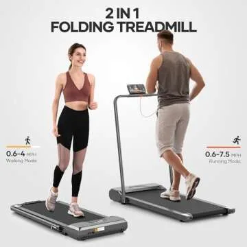Walking Pad 2 in 1 Treadmills for Home 2.25HP Under Desk Treadmill Foldable Treadmill with Remote Control LCD Display Foldable Handrail 220LBS Weight Capacity for Walking Jogging Running