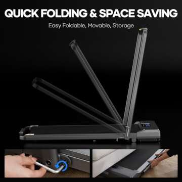 Walking Pad 2 in 1 Treadmills for Home 2.25HP Under Desk Treadmill Foldable Treadmill with Remote Control LCD Display Foldable Handrail 220LBS Weight Capacity for Walking Jogging Running