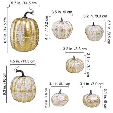 7 Pcs Assorted Sizes Fall Artificial Pumpkins Harvest Pumpkins Faux Foam Pumpkins for Fall Autumn Se...