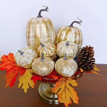 7 Pcs Faux Pumpkins for Fall Thanksgiving Home Decor