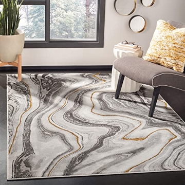 SAFAVIEH Craft Collection Accent Rug - 4' x 6', Grey & Gold, Modern Abstract Design, Non-Shedding & ...